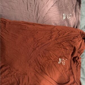 Women’s V-Neck T-Shirts in Burnt orange and Purple